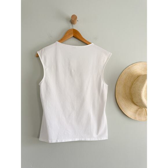 J.Crew Factory | NWT Cap-sleeve stretch cotton-blend squareneck top White | Sz L - Picture 9 of 9